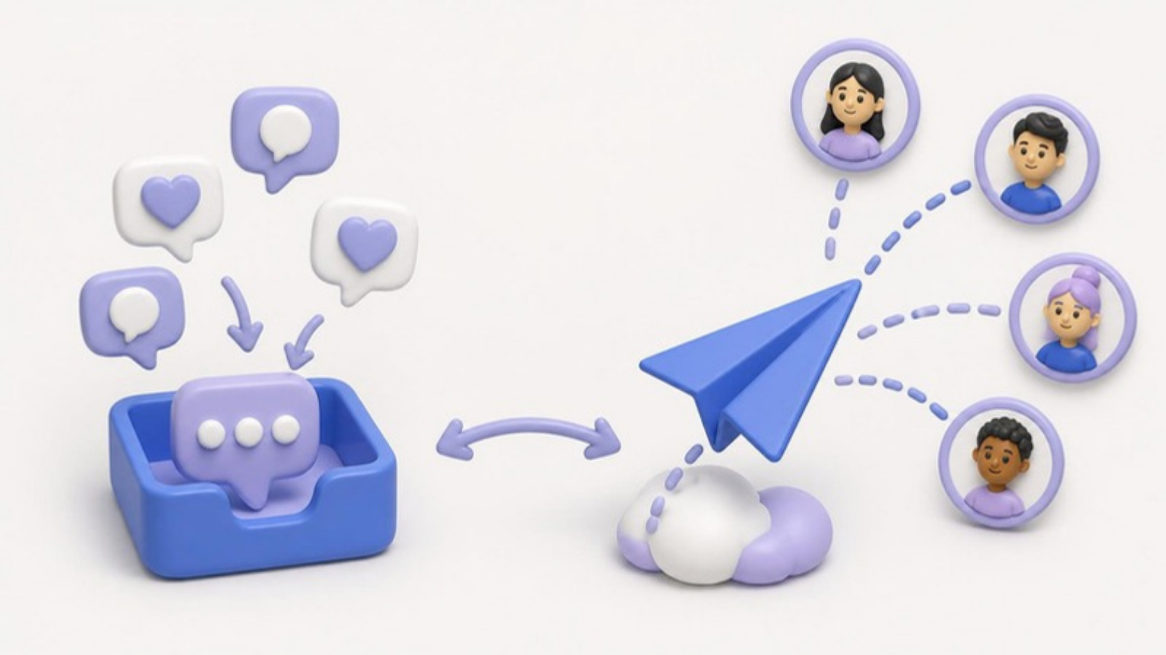 3D illustration of inbound Instagram DM replies versus outbound cold outreach to new prospects