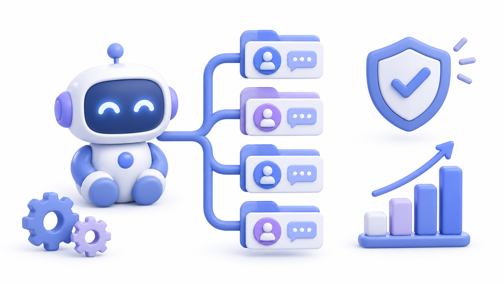 Friendly AI Assistant Workflow Illustration
